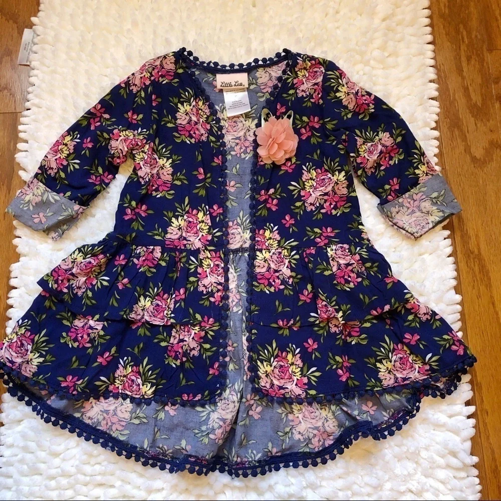 Girls boho bohemian floral kimono open cardigan size 2T